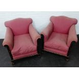 Pair of early 20th century upholstered armchairs, 82 x 82cm, (2)