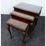 Mahogany nest of three tables, 60 x 60cm