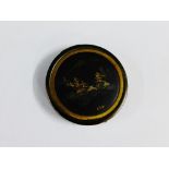 Komai type mixed metal compact with a scene of Mount Fuji to the hinged lid, marked K24, 5cm