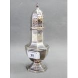 Sheffield silver sugar castor by Viners, 18cm high