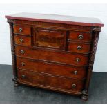 Scottish mahogany chest with four short drawers and three graduating long drawers, with later