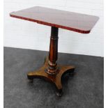 Side table with 19th century rosewood column and base and later veneered top, 72 x 66cm