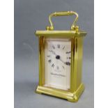 Brass carriage clock, retailed by Hamilton & Inches, 15cm including handle