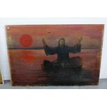 WITHDRAWN 'Jesus' Oil-on Canvas On a stretcher but unframed, unsigned, (a/f), 148 x 215cm