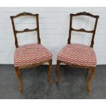 Pair of mahogany side chairs with upholstered seat, 85 x 38cm, (2)