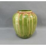Bough Scottish pottery baluster vase with a green streaked glaze, with printed back stamps, RA
