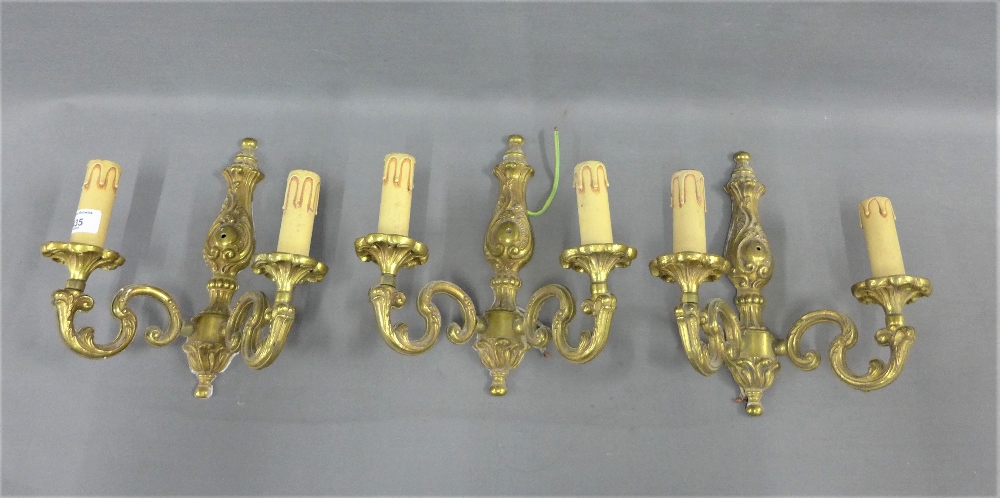 Pair of gilt metal wall lights, (2)