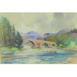 J.K. Maxton 'Bridge of Dee, Braemar' Watercolour Signed, in a glazed frame, 35 x 25 cm