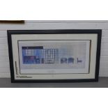 Charles Rennie Mackintosh framed coloured print, 80 x 40 cm