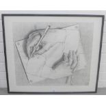 Drawing Hands' a framed print, 64 x 54 cm