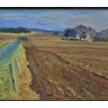 Kenneth Roberts, (1932 - 1995) 'Looking across the Fields' Oil-on-Board In a faux rosewood frame, 29