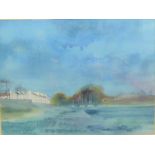 Colin H. Stewart 'Village and River Landscape' Watercolour, signed, 57 x 43 cm