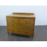 Mahogany bow front ledge back chest with two short and two graduating long drawers, 84 x 100 cm