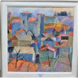 June Miles (b.1924) 'Grand Brassac' Oil-on-Canvas, framed 34 x 34 cm