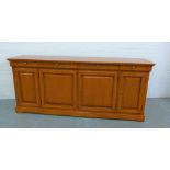 Cherrywood sideboard stamped Selva with four small drawers above four doors, 93 x 218 cm
