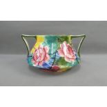 Wemyss Scottish pottery 'Jazzy Rose' patterned twin handled pot, with printed back stamps, 27 cm