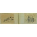 Scottish School, a companion pair of pastel drawings of 'Figures' apparently unsigned, in glazed