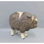 Large 1960's Royal Copenhagen Aluminia stoneware model of a bison, designed by Jeanne Grut, 38cm