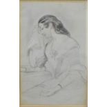 William Simson RSA (1800-1847) 'Lady with Handkerchief; Pencil Drawing Signed, in a glazed frame, 12