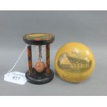 Burns Cottage Mauchline darning mushroom and a Tartanware egg timer, (2)