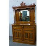 Mahogany mirrorback cabinet with two short drawers above two cupboard doors, 210 x 125 cm