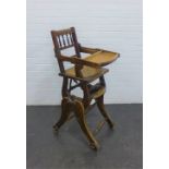 Early 20th century Child's metamorphic high chair, 97 x 35 cm