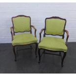 Pair of elm open armchairs with upholstered backs and seats, 98 x 60 cm, (2)