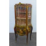 Gilt metal mounted Kingwood Vernis Martin cabinet, with velvet shelved interior, 168 x 86 cm