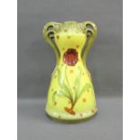 Continental pottery Art Nouveau twin handled vase, 22 cm high