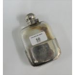 Edwardian silver mounted glass hip flask, James Dixon & Sons, Sheffield 1907, 13cm high