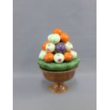 Portuguese pottery basket of fruit, 30 cm high