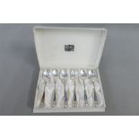 Set of six coffee spoons, stamped silver, boxed (6)