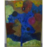 'Blue Tree' Oil-on-Board Entitled, signed indistinctly and dated verso, 1972, 75 x 101 cm