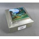 Tudric pewter and enamelled box numbered 0939 (a/f) 12 x 12 cm