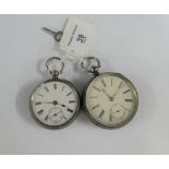 Victorian Chester silver cased pocket watch and a smaller London silver cased pocket watch (2)