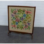 Mahogany fire screen with needlework panel, 67 x 57 cm