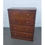 Victorian stained pine chest, the rectangular top over two short and three graduating long