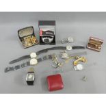 Collection of Gents wristwatches, cuff links and studs, etc (a lot)