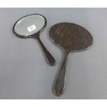 Two tortoiseshell style hand mirrors and a collection of white linen (a lot)