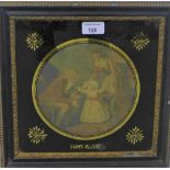 19th century coloured print 'Going Alone' in an ebonised and gilt glazed frame, 32 x 32 cm