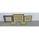 Carton containing a collection of framed maps, to include North Wales, Montgomeryshire and a