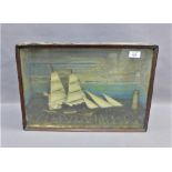 Ship diorama, size overall, 48 x 33 cm