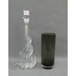 Art glass vase and table lamp base together with a crystal bowl etc.