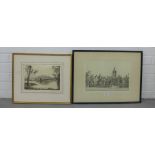 Winifred Appleby 'Royal Infirmary, Edinburgh, etching, framed, together with another, by A. Watson