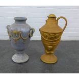 Two stoneware Roman style vases, 50 cm, (2)