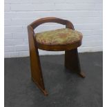 Arts & Crafts oak stool with upholstered seat, 52 x 42 cm