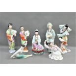 Set of seven Chinoiserie figures, tallest 32 cm, (7)