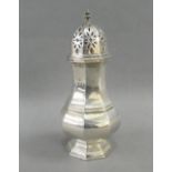 George V silver sugar castor of baluster form, Birmingham 1923, 17cm high