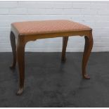 Mahogany with slip in upholstered top on cabriole legs, 52 x 73 cm