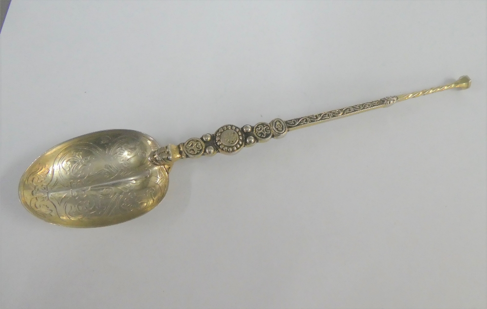 Edwardian silver Anointing Spoon, Birmingham 1910, 22cm long